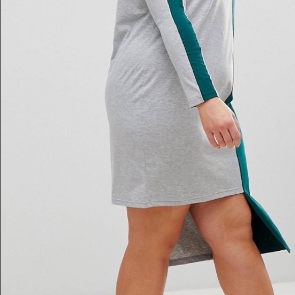 ASOS CURVE Color Block Asymmetrical Shirt Dress - Picture 4 of 5